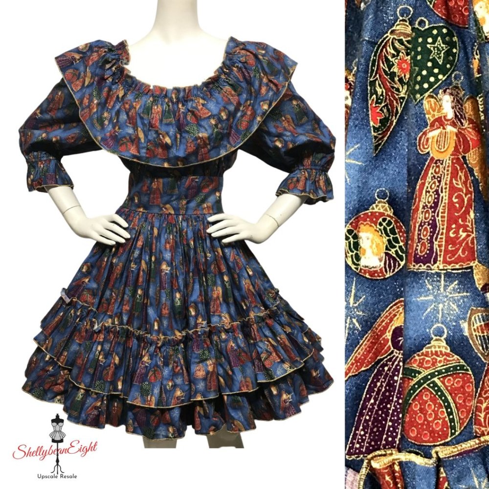 VTG Western Square Dance Circle Skirt Dress M 8 - Picture 1 of 14